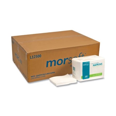 Morcon MORSOFT 1/4 FOLD LUNCH NAPKINS, 1 PLY, 11.5in X 11.5in, WHITE, 6000PK 1250